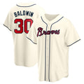 A.Braves #30 Drake Baldwin Player Cream Replica Game Baseball Jerseys