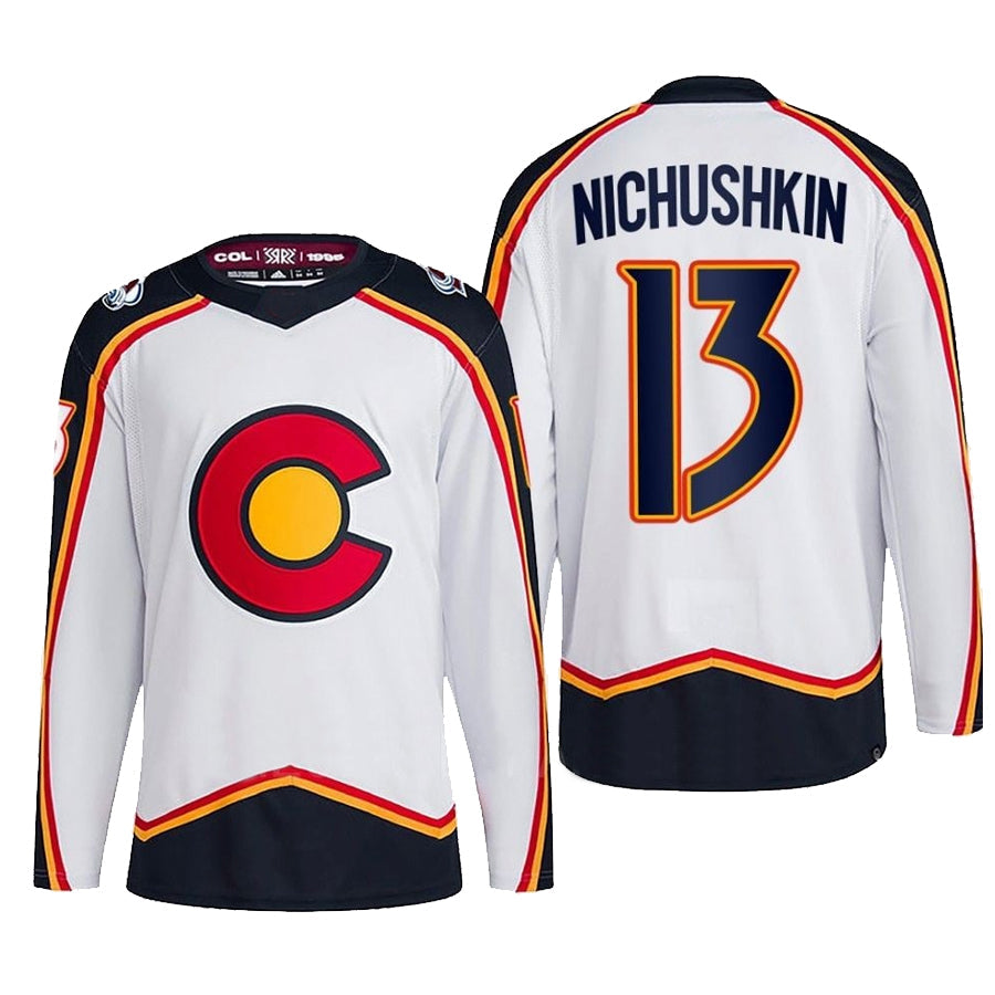 C.Avalanche #13 Valeri Nichushkin Player Fanatics White Reverse Retro 2.0  Hockey Jerseys