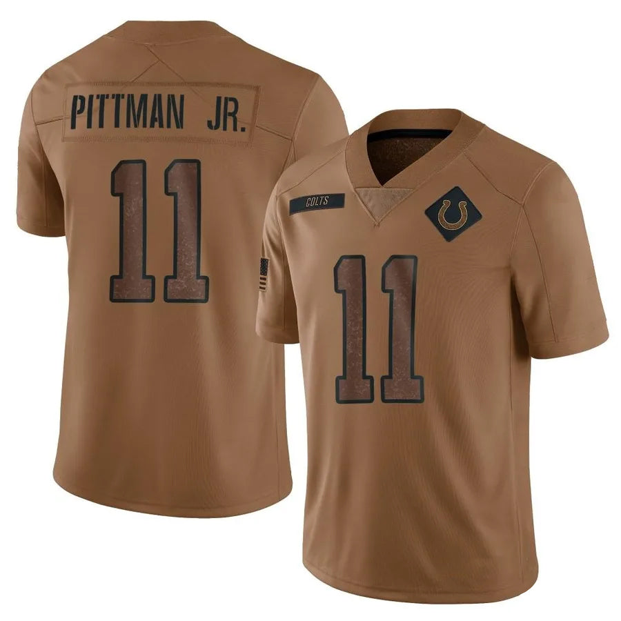 IN.Colts #11 Michael Pittman Jr. Player Brown Salute To Service Limited Football Jerseys