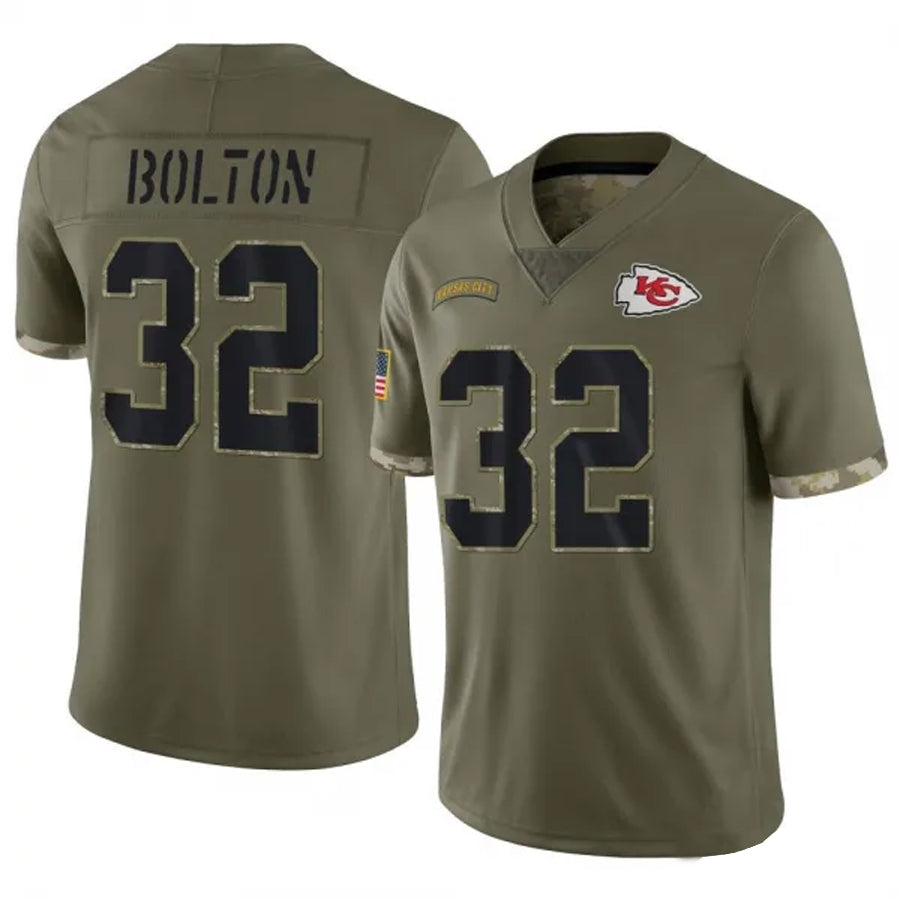 KC.Chiefs #32 Nick Bolton Player Olive Salute To Service Football Jerseys
