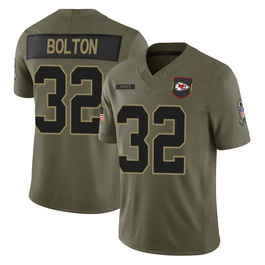 KC.Chiefs #32 Nick Bolton Player Salute to Service Limited Olive Football Jerseys