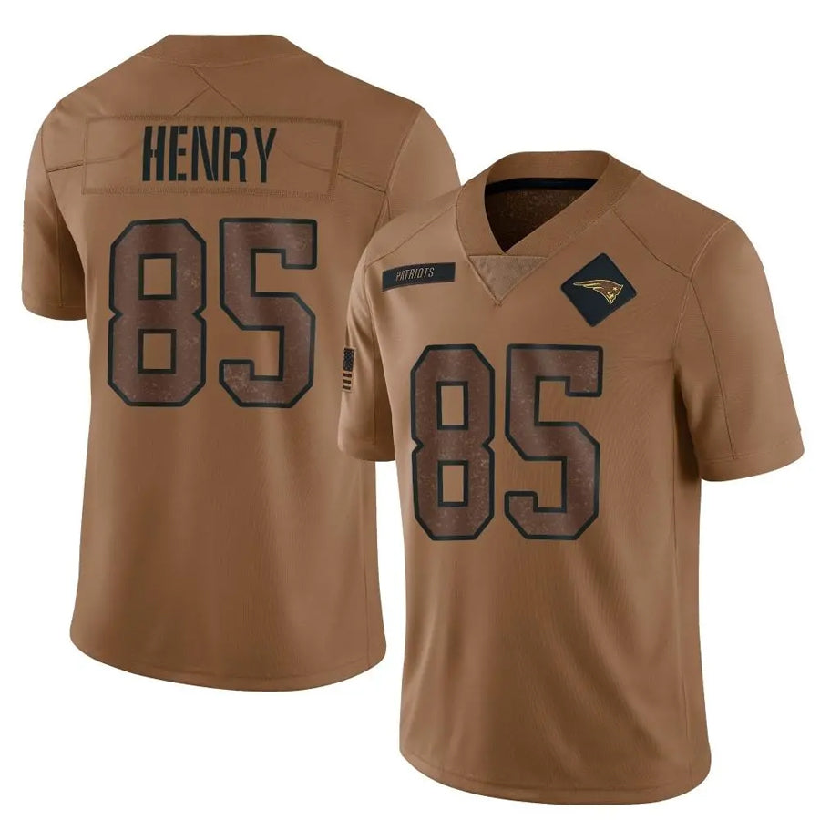 NE.Patriots #85 Hunter Henry Player Brown Salute To Service Limited Foothball Jerseys