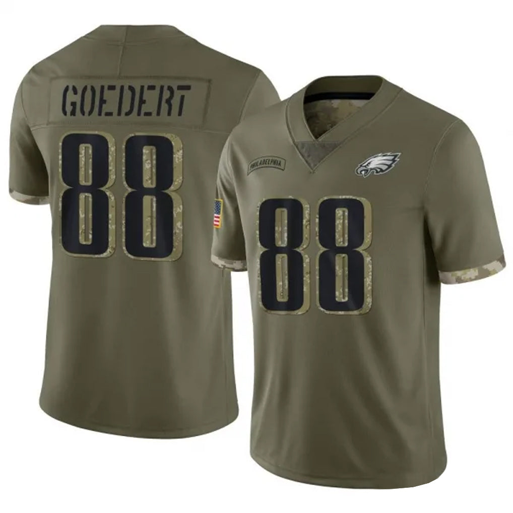 P.Eagles #88 Dallas Goedert Player Salute To Service Olive Football Jerseys