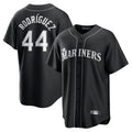 S.Mariners #44 Julio Rodr隆搂aguez Player Black Lights Out Replica Baseball Jerseys