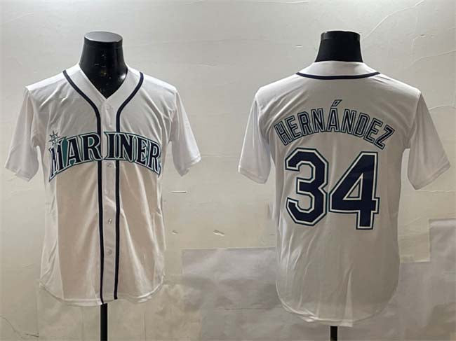 S.Mariners #34 F隆搂|lix Hern隆搂隆茅ndez Player White Cool Base Stitched Baseball Jerseys