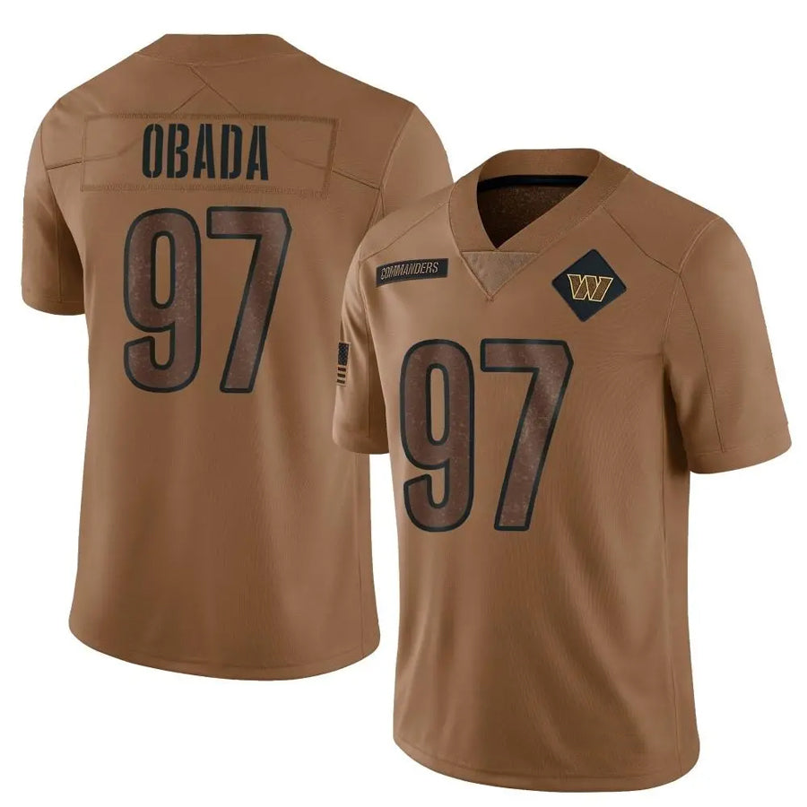 W.Commanders #97 Efe Obada Player Brown Salute To Service Limited Football Jerseys